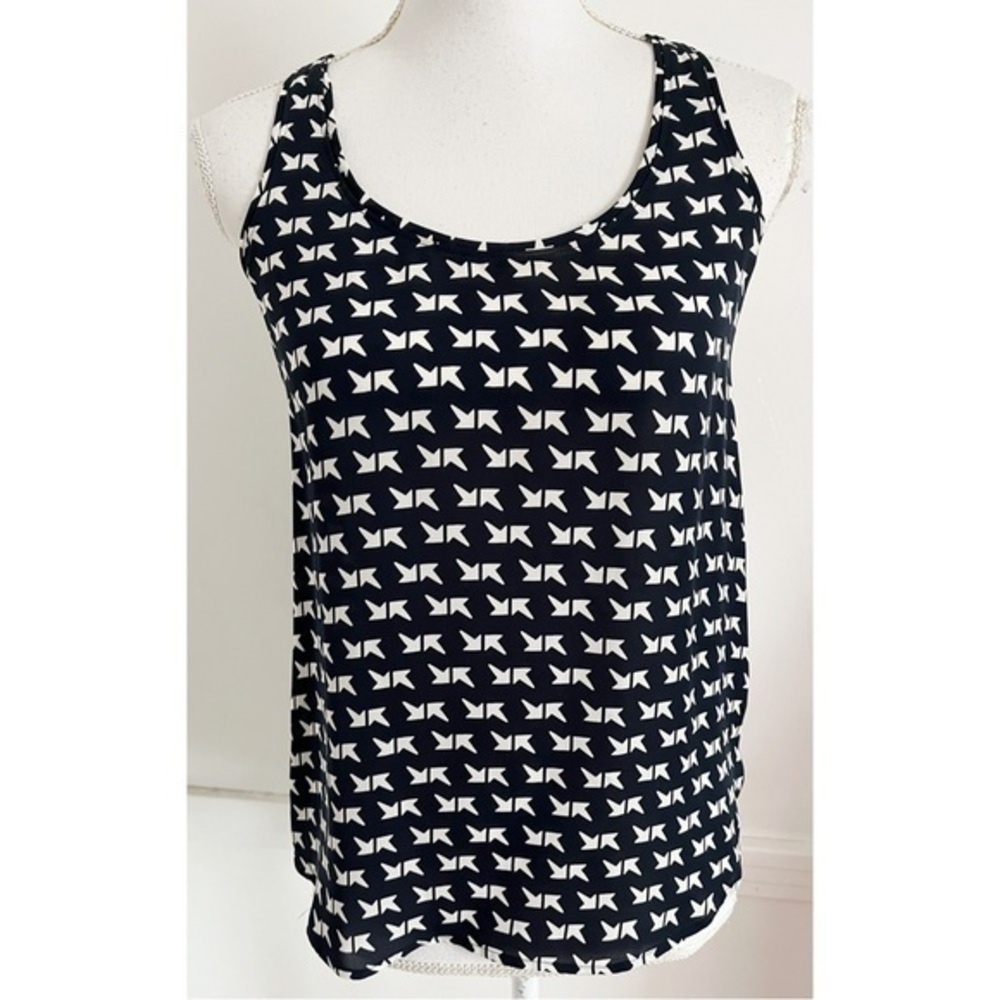 Theory • Navy White Isaac Tank Top 100% Silk